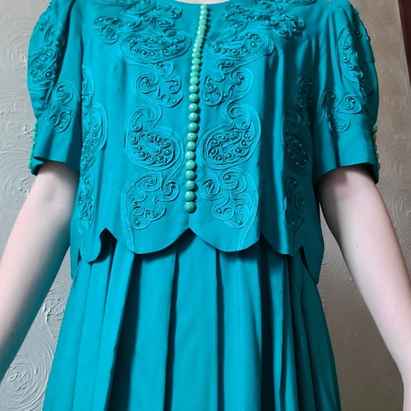 Vintage 1990s turquoise dress - Picture 2 of 8